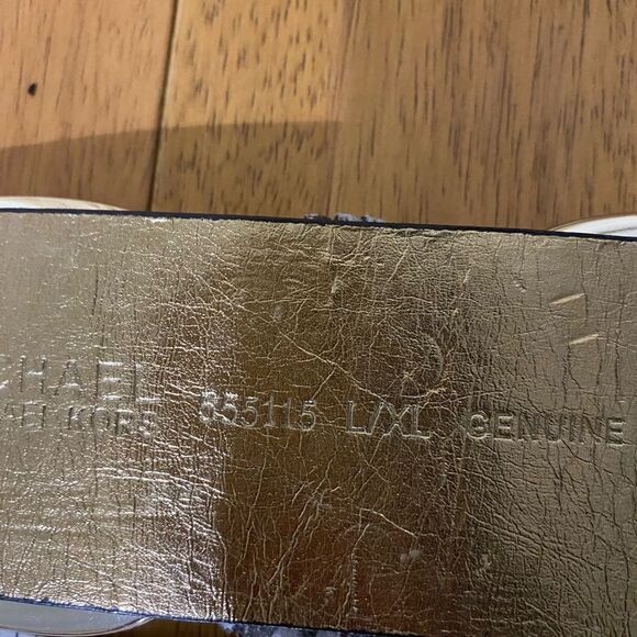 Michael Kors Snake embossed Leather Belt Tan/Gold  size L/XL Style 555115 - Picture 7 of 7